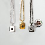 Collana personalizzata con proiezione di foto geometriche e catena a scatola Gioielli minimalisti Regalo di compleanno e anniversario per uomini