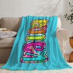 Personalized Bright Paisley Floral Doodle Soft Throw Blanket with Name Home Decor Holiday Birthday Gift for Kids