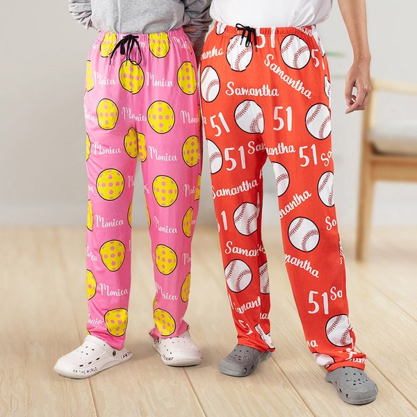 Personalisierte Fußball Pickleball Sport hautfreundlich atmungsaktiv lässig Pyjamahose mit Nummer Name Team Geburtstag Geschenk für Sportliebhaber