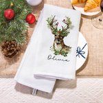 Torchon de cuisine gaufré personnalisé avec nom Arbre de Noël Couronne Cerf Cadeau de pendaison de crémaillère pour la famille et les amis