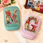 Gepersonaliseerde kerst Cartoon karakter initiële reizen sieraden doos met naam veranderende kleur LED make-up spiegel verjaardag kerstcadeau voor vro