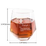 Personalized Diamond Shaped 10oz Funny Prescription Whiskey Glasses and Slate Coaster with Engraved Name Birthday Father's Day Gift for Liquor Lover