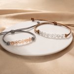 Personalized Minimalist Adjustable 1-8 Birth Flower Waxed Line Bracelet Charm Jewelry Birthday Christmas Gift for Women