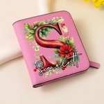 Personalised Portable Holly Leather Bifold Pocket Wallet with Multiple Card Slots Birthday Christmas Gift for Friend Family