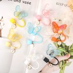 Personalisierte bunte Schmetterling Stroh Abdeckung Topper mit Initial Charme Zubehör für Stanley Geburtstag Geschenk für Frauen Mädchen