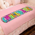 Personalized Bright Paisley Floral Doodle Soft Throw Blanket with Name Home Decor Holiday Birthday Gift for Kids