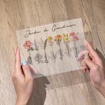 Plaque Acrylique avec Base Personnalisée avec 1-20 Fleurs de Naissance Noms Décoration Chambre Cadeau Anniversaire Noël pour Grands-Parents