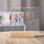 Plaque Acrylique avec Base Personnalisée avec 1-20 Fleurs de Naissance Noms Décoration Chambre Cadeau Anniversaire Noël pour Grands-Parents
