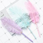 Set di 2 Penne a Sfera Personalizzate in Piuma di Struzzo Colorata con Testo Inciso Regalo di Compleanno per Amanti della Scrittura