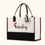 Sac à Main en Toile Imperméable Personnalisé avec Nom Cadeau de Noël pour Famille et Amis