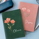 Henkilökohtainen akvarelli syntymä kukka A5 nahka vuorattu Journal Notebook nimi syntymäpäivä lahja perheen ystävä