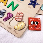 Personalised Colourful Wooden Name Puzzle Board with Numbers and Shapes Montessori Learning Toy Nursery Decor Baby Shower Birthday Gift for Kids