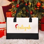 Sac à Main en Toile Imperméable Personnalisé avec Nom Cadeau de Noël pour Famille et Amis