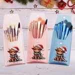 Sac de maquillage de voyage portable en cuir de vache avec 8 brosses de maquillage Cadeau d'anniversaire de Noël pour les femmes