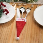 Chapeau de Père Noël Personnalisé Porte Couverts de Table Nom Set de Place Décoration Dîner de Noël Fournitures de Fête Favors pour Famille Ami