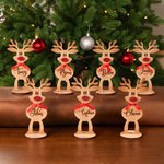 Personalisiertes Holz-Rentier mit Roter Nase und Schleife Tischdeko mit Namen Weihnachtsdeko Party Weihnachtsgeschenk für Familie Kinder