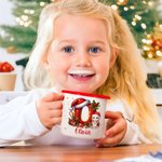 Tasse en émail avec nom personnalisée Holly Initial Santa Hat 12oz Cadeau de Noël pour Garçons Filles