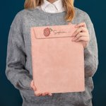 Personalised Birth Flower Name Magnetic Leather A4 Clipboard with Pen Holder Loop for Office School Writing Birthday Gift for Teacher Student Nurse