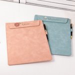 Personalised Birth Flower Name Magnetic Leather A4 Clipboard with Pen Holder Loop for Office School Writing Birthday Gift for Teacher Student Nurse