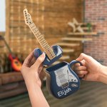 Tasse en céramique en forme de guitare personnalisée avec nom et couvercle Cadeau d'anniversaire pour joueur de guitare