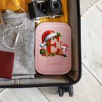 Gepersonaliseerde kerstmuts initiaal cartoon karakter reis sieraden doos met naam en veranderende kleur LED make-up spiegel verjaardag kerstcadeau voo