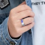 Gepersonaliseerde Multicolor Jeep Grill Koplampen Patroon Ring met Gegraveerde Tekst Verjaardagscadeau voor Jeep Eigenaren Liefhebbers