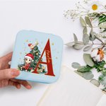 Personalised Santa Hat Cartoon Character Christmas Tree Initial Leather Travel Jewellery Box with Name Birthday Christmas Gift for Family Kids