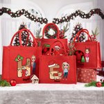 Personalisierte Cartoon-Figur Santa Elf Rentier Tragetasche mit Namen Initiale Tote Bag Weihnachten Party Geschenk für Kinder Familie