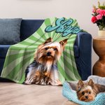 Personalizado Multicolor Amanecer Rayo Perro Gato Retrato Foto Manta Suave con Nombre Regalo de Cumpleaños para Amante de Mascotas