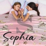 Personalised Cute Sleep Animal Moon Star Soft Throw Blanket with Name and Initial Birthday Baby Shower Gift for Kids