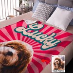 Personalizado Multicolor Amanecer Rayo Perro Gato Retrato Foto Manta Suave con Nombre Regalo de Cumpleaños para Amante de Mascotas