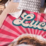 Personalizado Multicolor Amanecer Rayo Perro Gato Retrato Foto Manta Suave con Nombre Regalo de Cumpleaños para Amante de Mascotas