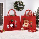 Personalisierte Cartoon-Figur Santa Elf Rentier Tragetasche mit Namen Initiale Tote Bag Weihnachten Party Geschenk für Kinder Familie