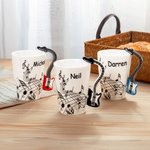 Tasse en céramique en forme de guitare personnalisée avec nom et couvercle Cadeau d'anniversaire pour joueur de guitare