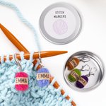 Personalisierte 5-tlg. handgefertigte Maschenmarkierer Mini Knäuel Anhänger mit Namen Häkeln Zubehör Geschenk für Strickliebhaber Häkelliebhaber