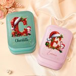 Gepersonaliseerde kerstmuts initiaal cartoon karakter reis sieraden doos met naam en veranderende kleur LED make-up spiegel verjaardag kerstcadeau voo