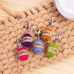 Personalisierte 5-tlg. handgefertigte Maschenmarkierer Mini Knäuel Anhänger mit Namen Häkeln Zubehör Geschenk für Strickliebhaber Häkelliebhaber