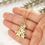 Collier d'arbre de Noël personnalisé avec 1-5 pierres de naissance et noms gravés Bijoux de famille Cadeau d'anniversaire de Noël pour les femmes