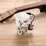 Tasse en céramique en forme de guitare personnalisée avec nom et couvercle Cadeau d'anniversaire pour joueur de guitare