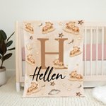 Personalised Cute Sleep Animal Moon Star Soft Throw Blanket with Name and Initial Birthday Baby Shower Gift for Kids