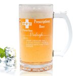 Personalized Funny Prescription Engraved Name 16oz Glass Whisky Beer Mug with Handle Slate Coaster Set Birthday Gift for Dad Grandpa Liquor Lover