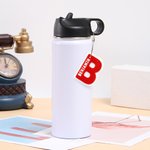 Nome iniziale acrilico personalizzato multicolore a doppio strato 3D Etichetta per bottiglia d'acqua del sacchetto del pranzo dell'asilo nido con pass