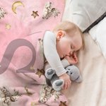 Personalised Cute Sleep Animal Moon Star Soft Throw Blanket with Name and Initial Birthday Baby Shower Gift for Kids
