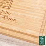 Personalizzato inciso nome cuore casa mappa FSC Bambù salumiere tagliere con scanalatura succo matrimonio regalo di inaugurazione per la coppia famiglia
