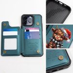 Gepersonaliseerde naam kerstmuts Highland koe lederen Flip Wallet telefoon geval met kaarthouder en RFID-blokkering verjaardag kerstcadeau voor familie vriend