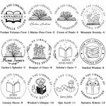 Personalized Bookish Flower Cute Reading Cat Library Embossing Stamp Hand-held Embosser with Name Birthday Book Club Gift for Bookworms