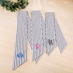 Personalized Black Ticking Stripe Wreath Sash with Embroidered Monogram Front Door Farmhouse Decor Christmas Housewarming Gift for Friend