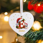 Personalized Cartoon Character Santa Hat Initial Ceramic Ornament with Name Christmas Gift for Family Friends