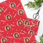 Personalized Classic Snowflake Holiday Face Photo Wrapping Paper Christmas Birthday Gift for Family