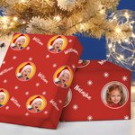 Personalized Classic Snowflake Holiday Face Photo Wrapping Paper Christmas Birthday Gift for Family